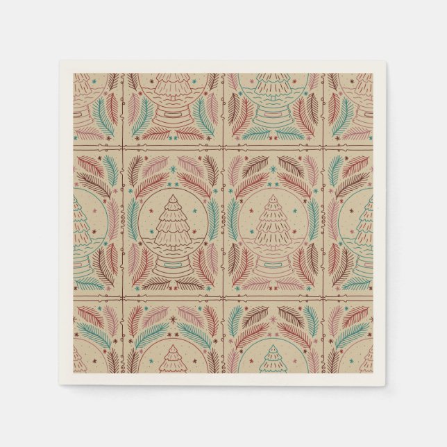 Elegant Vintage Christmas Whimsical Pattern Napkin (Front)