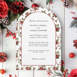 Elegant Vintage Christmas Winter Floral Invitation