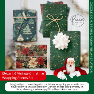 Elegant & Vintage Christmas Wrapping Sheets Set
