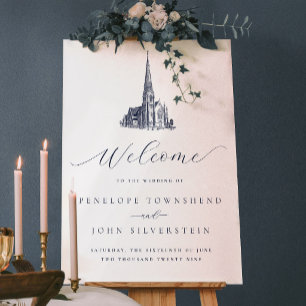 Elegant Vintage Church Wedding Welcome Acrylic Sign