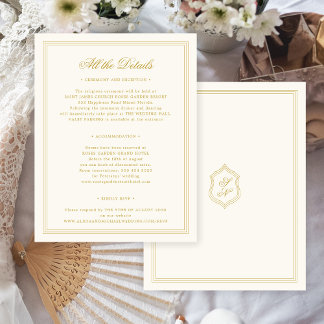 Elegant vintage classic gold calligraphy wedding enclosure card