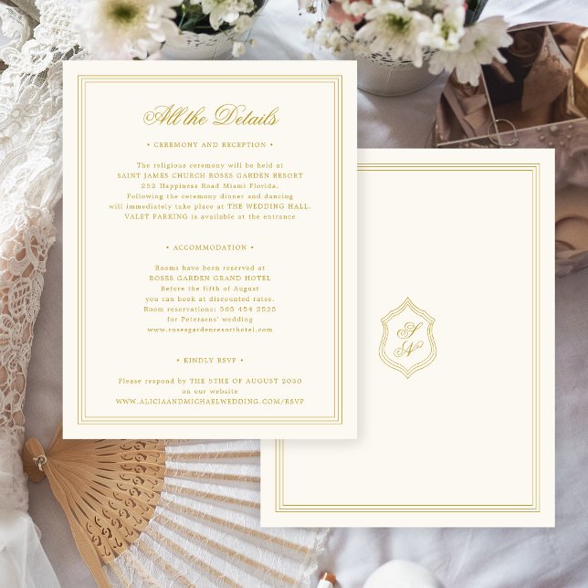 Elegant vintage classic gold calligraphy wedding enclosure card (Creator Uploaded)