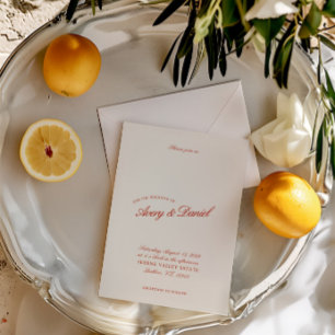 Elegant Vintage Classic Red & Ivory Wedding Invitation