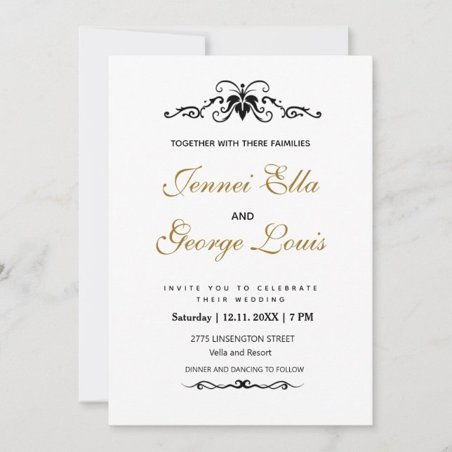 Elegant Vintage Classic Simple  Invitation (Front)
