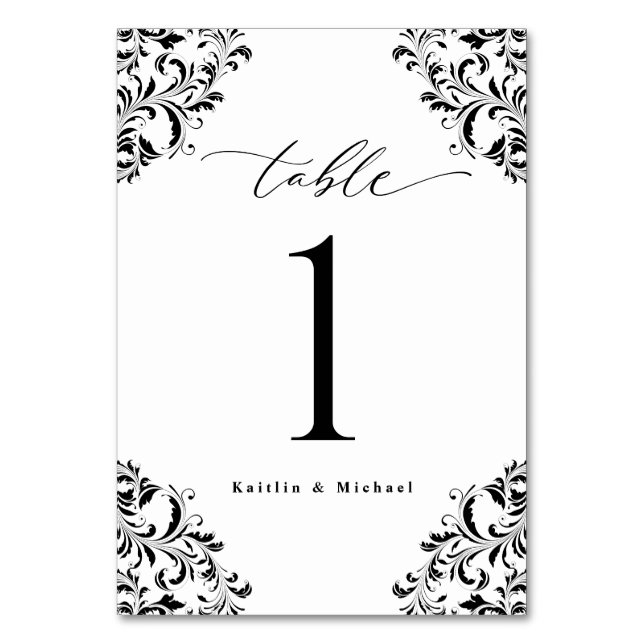 Elegant Vintage Classic Small Wedding Table Number (Front)