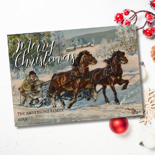 Elegant Vintage Classic Winter Motif Artwork Holiday Card