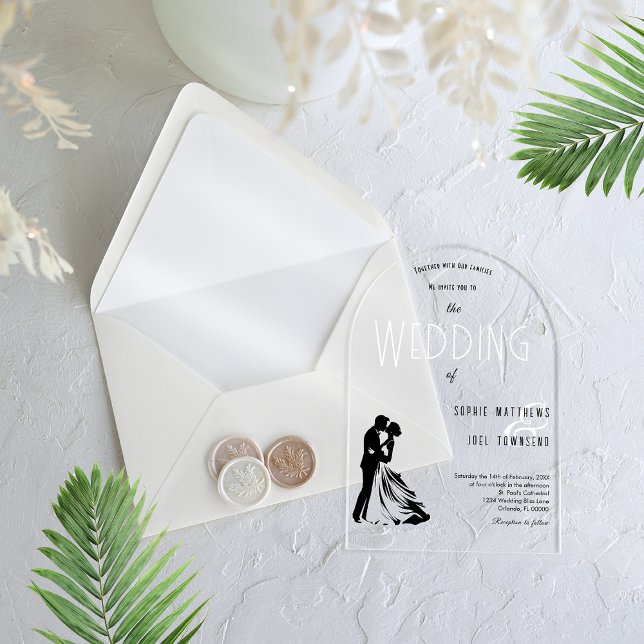 Elegant Vintage Classy Couple Dancing Wedding Acrylic Invitations (Creator Uploaded)