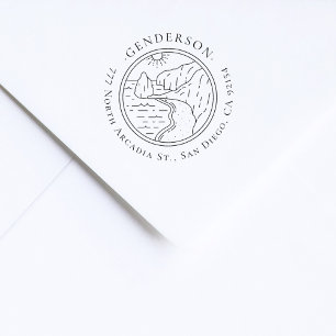 Elegant Vintage Coastlane Landscape Return Address Rubber Stamp