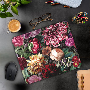 Elegant Vintage Colorful Floral monogram Mouse Mat