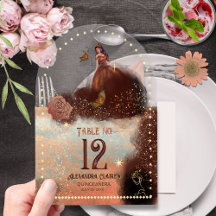 Elegant Vintage Copper Rose  Acrylic Table Number