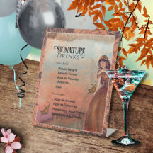 Elegant Vintage Copper Rose Quinceañera Drink Menu