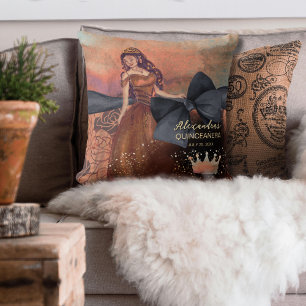 Elegant Vintage Copper Rose Quinceañera Keepsake Cushion