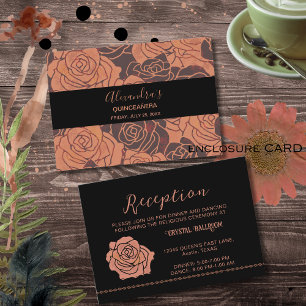 Elegant Vintage Copper Rose Quinceañera Reception  Enclosure Card