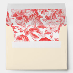 Elegant Vintage Coral Pink Roses on Beige Envelope