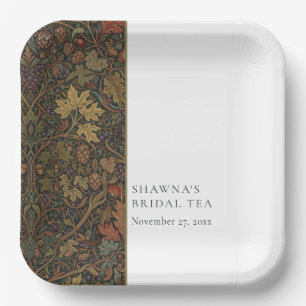 Elegant Vintage Cottage Botanical Fall Shower Tea Paper Plate