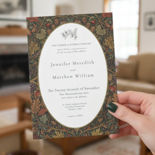 Elegant Vintage Cottage Botanical Fall Wedding Invitation