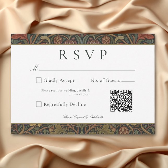 Elegant Vintage Cottage Botanical Fall Wedding QR RSVP Card (Elegant Vintage Cottage Botanical Fall Wedding QR RSVP Card)