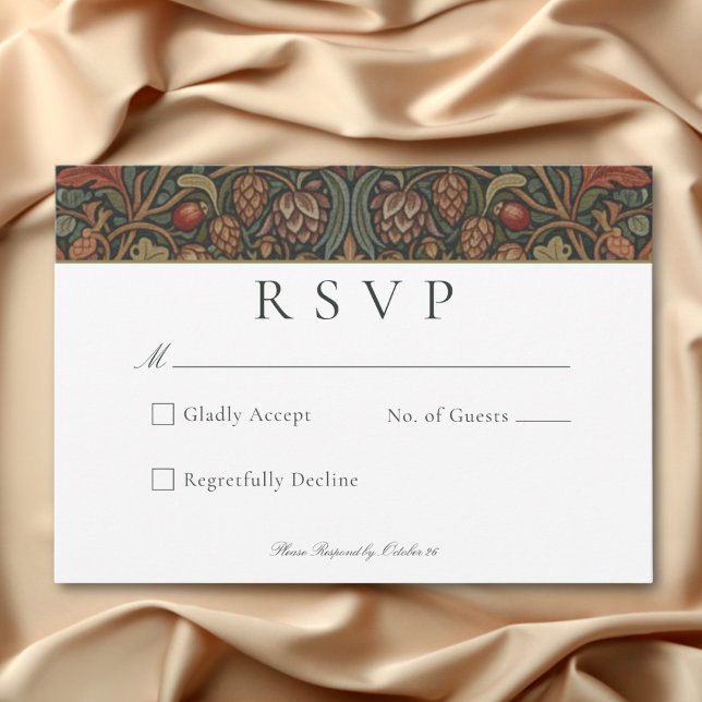Elegant Vintage Cottage Botanical Fall Wedding RSVP Card (Elegant Vintage Cottage Botanical Fall Wedding RSVP Card)