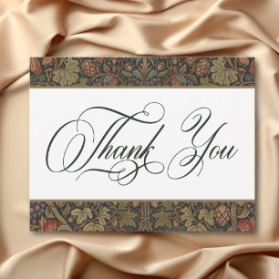 Elegant Vintage Cottage Botanical Fall Wedding Thank You Card