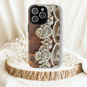 Elegant Vintage Country Leather Lace Women's Case-Mate iPhone 14 Pro Max Case