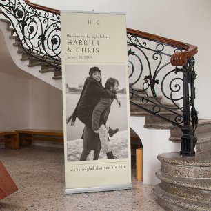 Elegant Vintage Couple's Rehearsal Dinner Retractable Banner