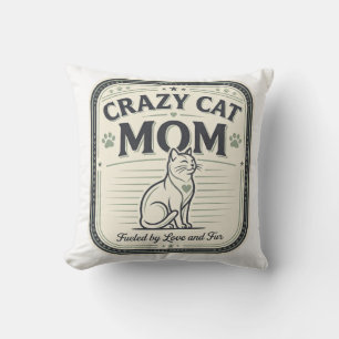 Elegant Vintage Crazy Cat Mum Home Decor Cushion