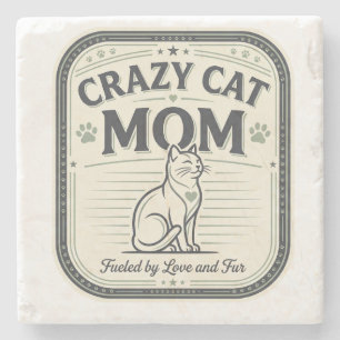 Elegant Vintage Crazy Cat Mum Home Decor Stone Coaster
