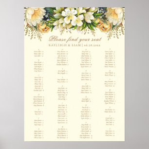 Elegant Vintage Cream Floral Wedding Seating Chart