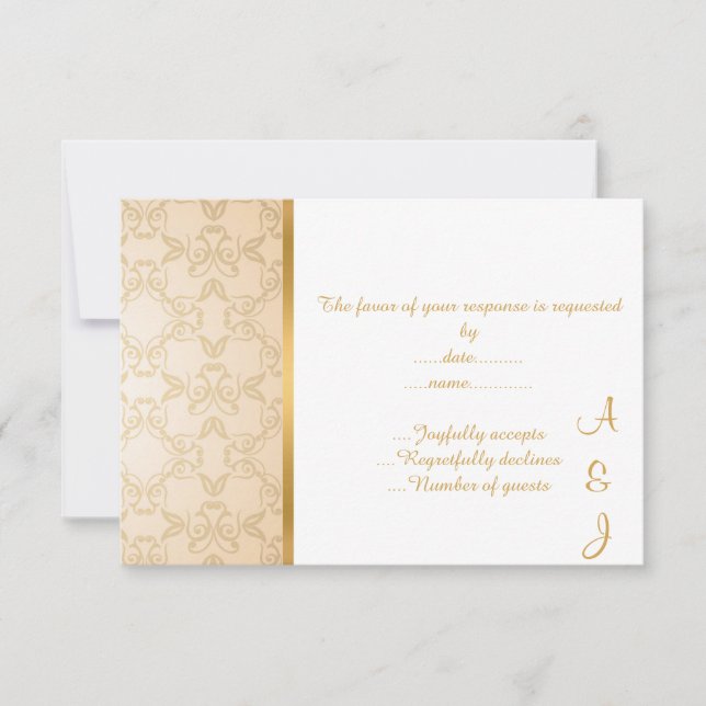 ELEGANT VINTAGE CREAM  GOLD CUSTOM RSVP (Front)