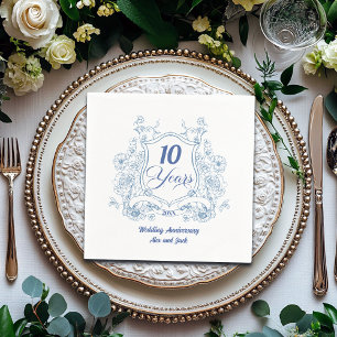 Elegant Vintage Crest 10th Wedding Anniversary Napkin