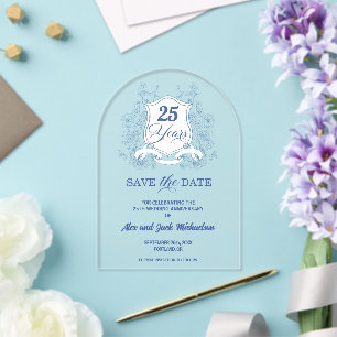 Elegant Vintage Crest 25th Wedding Anniversary Acrylic Invitations