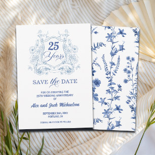 Elegant Vintage Crest 25th Wedding Anniversary Save The Date
