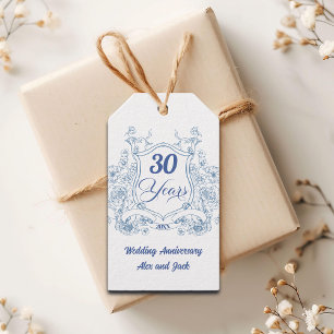 Elegant Vintage Crest 30th Wedding Anniversary Gift Tags