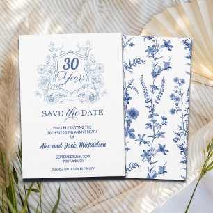Elegant Vintage Crest 30th Wedding Anniversary Save The Date
