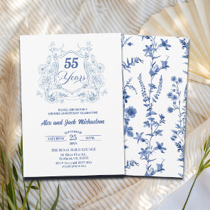 Elegant Vintage Crest 55th Wedding Anniversary Invitation