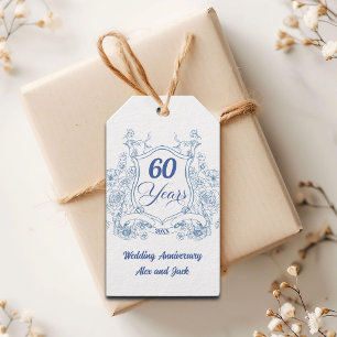 Elegant Vintage Crest 60th Wedding Anniversary Gift Tags