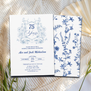 Elegant Vintage Crest 75th Wedding Anniversary Invitation