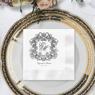 Elegant Vintage Crest Monogram Wedding Napkin