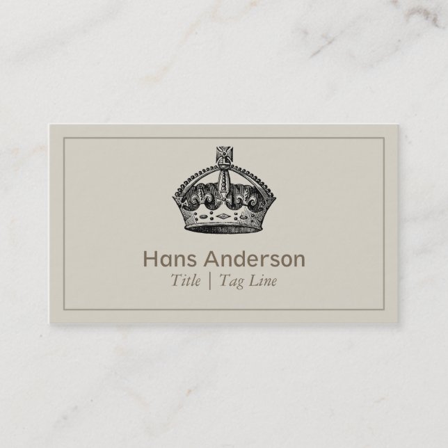 Elegant Vintage Crown Business Card (Front)