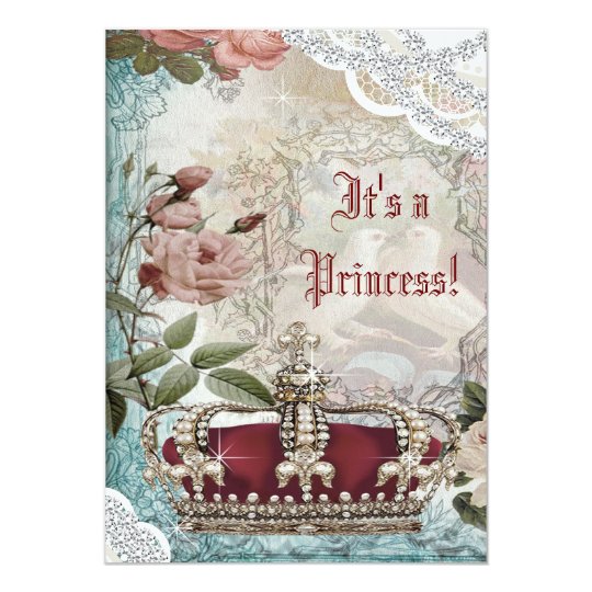 Elegant Vintage Crown Princess Baby Shower Card