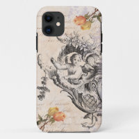 Elegant Vintage Cupid, Roses and Baroque Swirls