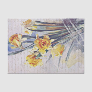 Elegant Vintage Daffodils Flowers Tissue Paper