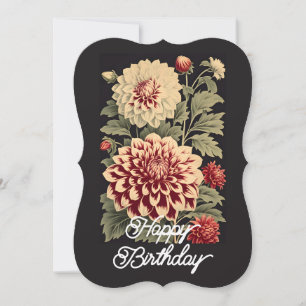 Elegant Vintage Dahlia Flower Happy Birthday
