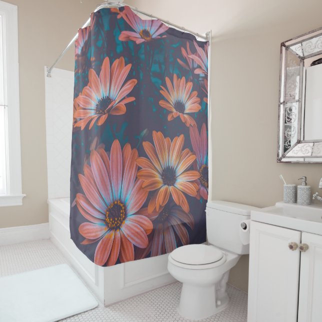 Elegant Vintage Daisies Floral | Shower Curtain (In Situ)