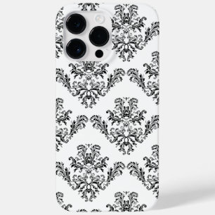 Elegant vintage damask Black and White pattern Case-Mate iPhone 14 Pro Max Case