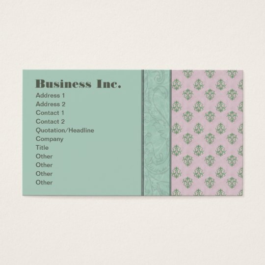 Elegant Vintage Damask Blue and Pink Business Card