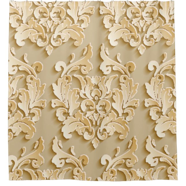 Elegant Vintage Damask Pattern Texture Shower Curtain (Front)