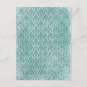 Elegant vintage damask pattern white faded grunge postcard