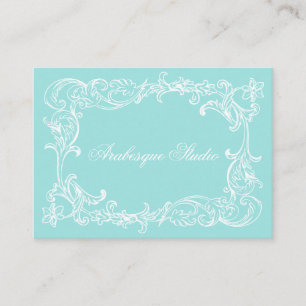 Elegant Vintage Damask Robin's Egg Blue and White Business Card
