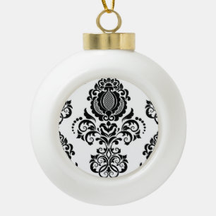 Elegant Vintage Damask Seamless Texture Ceramic Ball Christmas Ornament